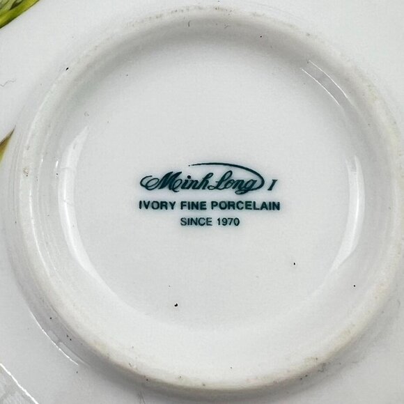 Vintage Minh Long Porcelain Trinket Dish w Lid Yellow Chrysanthemum Design - Picture 11 of 11